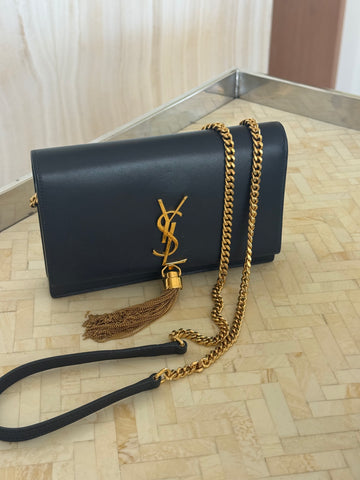 Saint Laurent Kate Tassel Wallet on Chain – Black