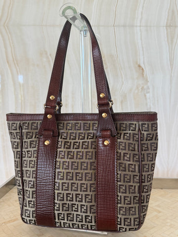 Fendi Brown & Tan Zucchino Shoulder Bag