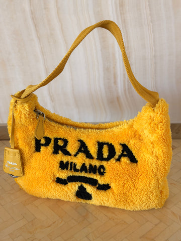 Prada Re-Edition 2000 Terry Shearling Shoulder Bag – Neon Yellow