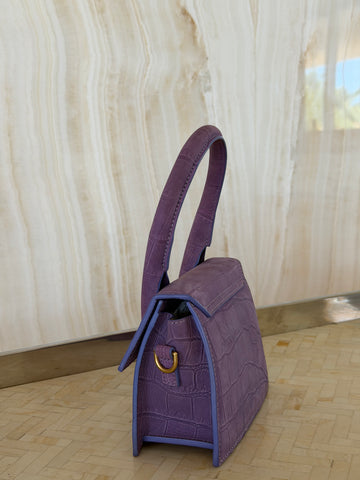 Jacquemus Le Chiquito Moyen – Lavender Croc Embossed
