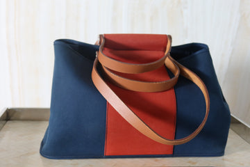 Hermès Grey & Orange Cabas Elan PM Bag