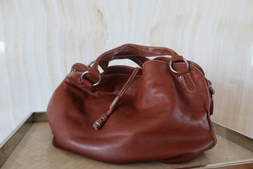Celine Brown Leather Bittersweet Zip Top Shoulder Bag