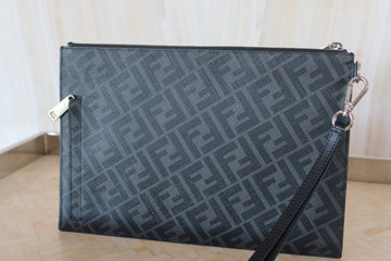 Fendi Zucca Flat Slim Diagonal Clutch Bag